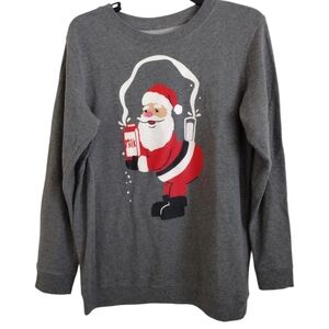 Doe grey red white Santa Claus milk break the season sweatshirt size Small